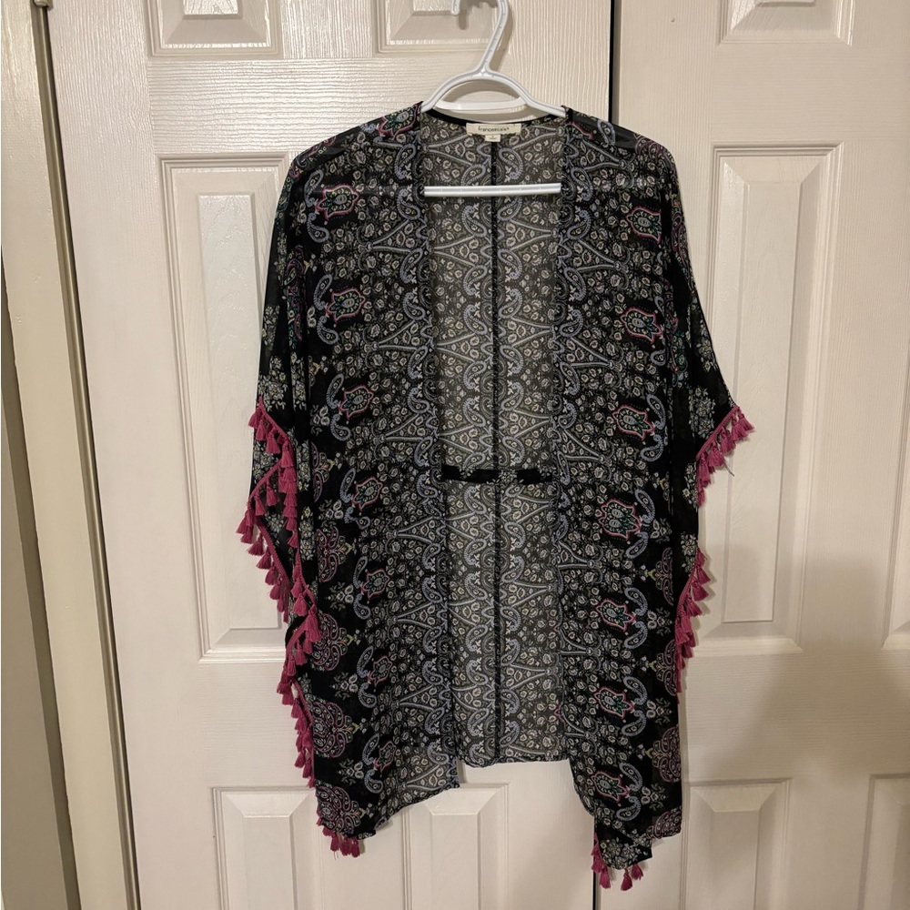 Floral tassel oversized kimono size s